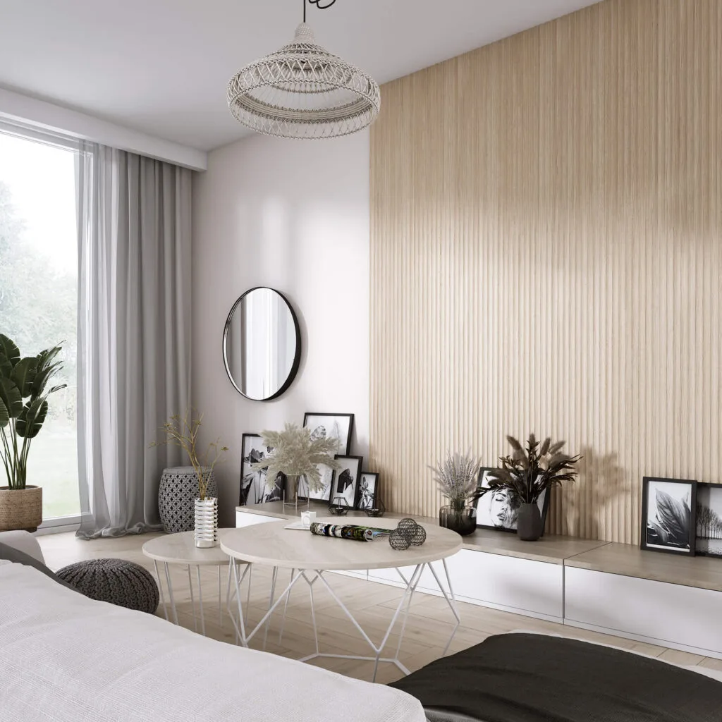 Lamelio kunststof wandpanelen Onda licht eiken