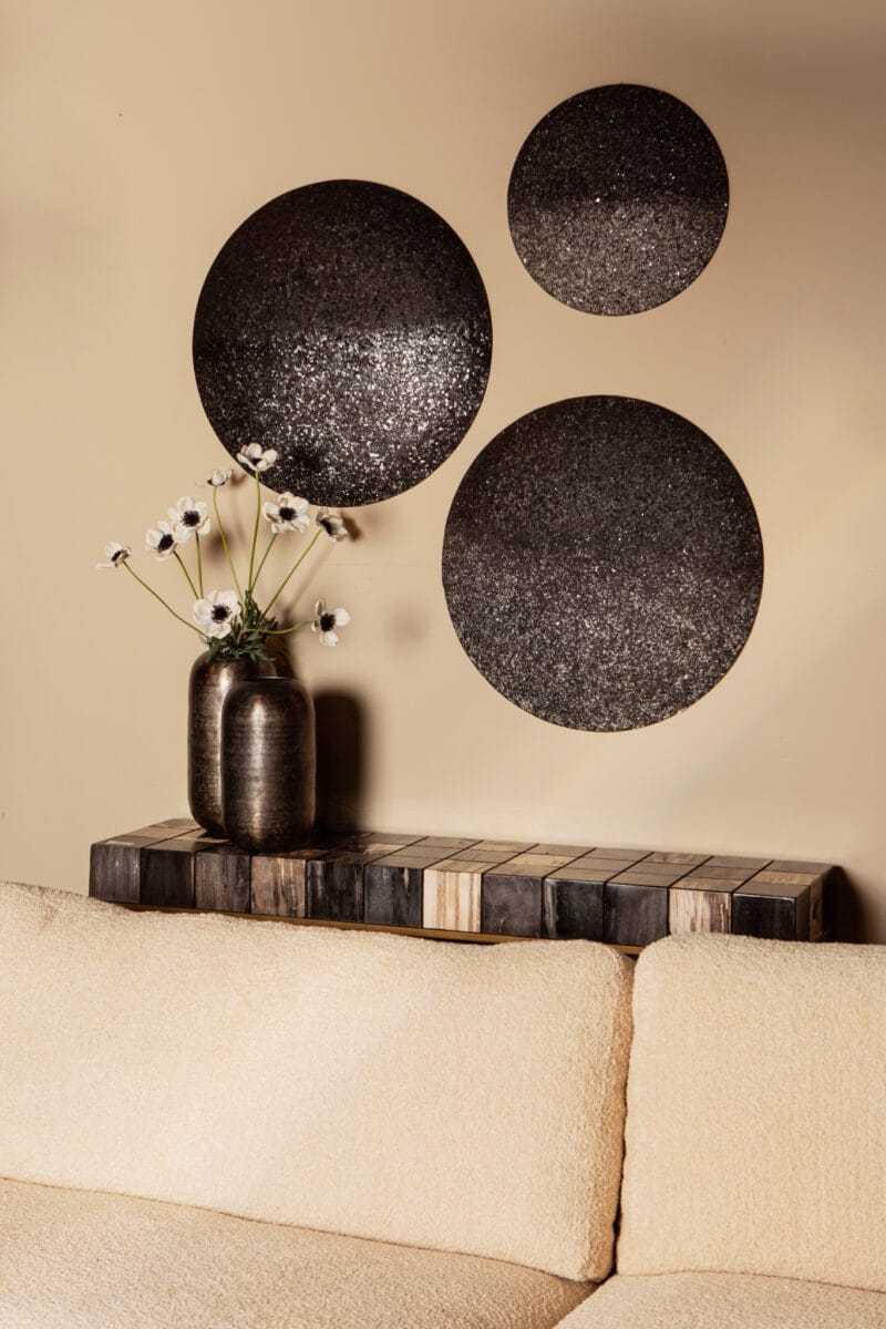 Miecke Black shimmer iron wall panel round S - Afbeelding 3