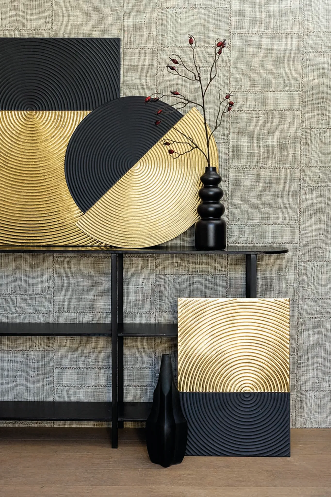 PTMD Vallon Gold iron wall panel double rectangle maat L - Afbeelding 4