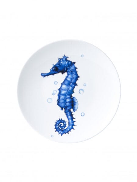 Heinen Delfts blauw Wandbord Zeepaardje