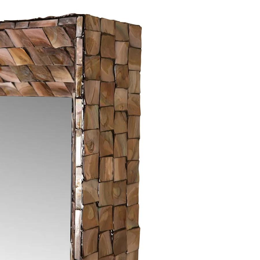 Chelsae Bronze poly rectangle shell mirror - Afbeelding 2