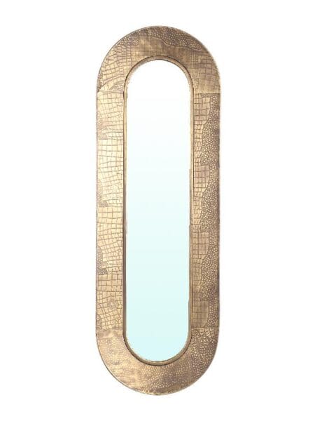 Darcio Gold thick iron croco print mirror oval
