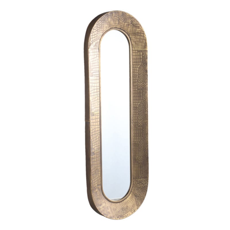 Darcio Gold thick iron croco print mirror oval - Afbeelding 5