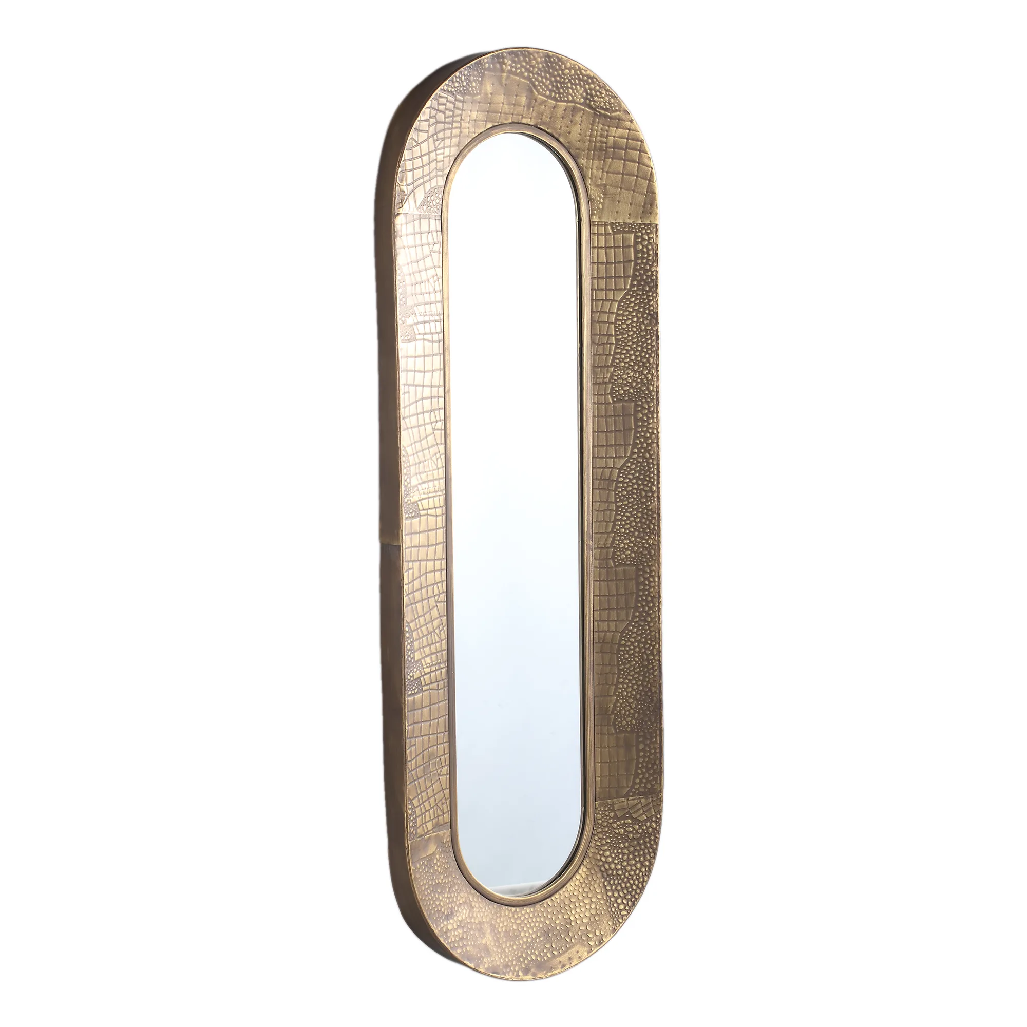 Darcio Gold thick iron croco print mirror oval - Afbeelding 5