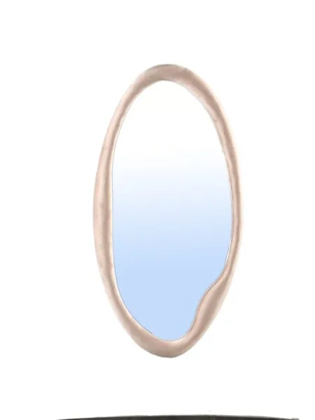 PTMD Don Beige velvet mirror organic oval S