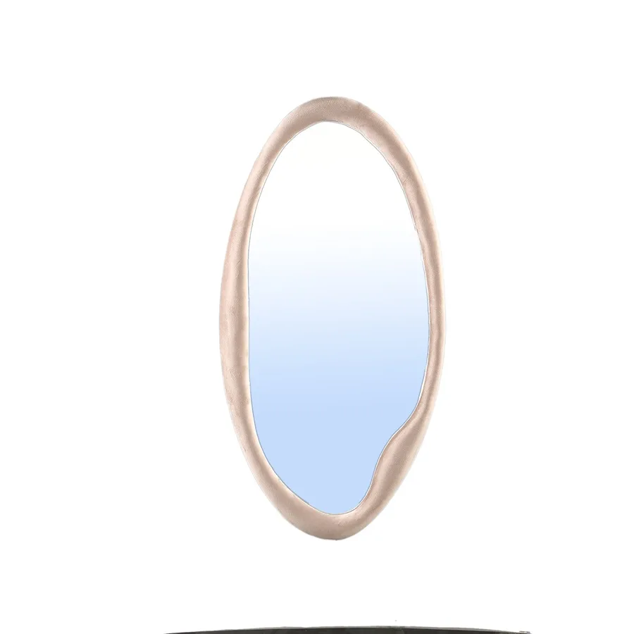 PTMD Don Beige velvet mirror organic oval S