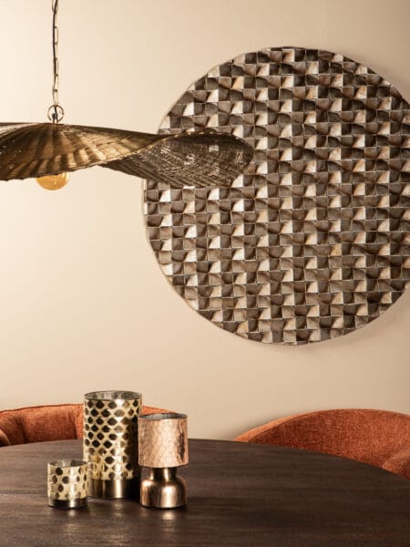 PTMD Zoaya Bronze mdf wood wall panel 3D cubes round S