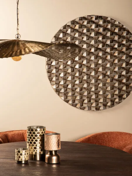 PTMD Zoaya Bronze mdf wood wall panel 3D cubes round S