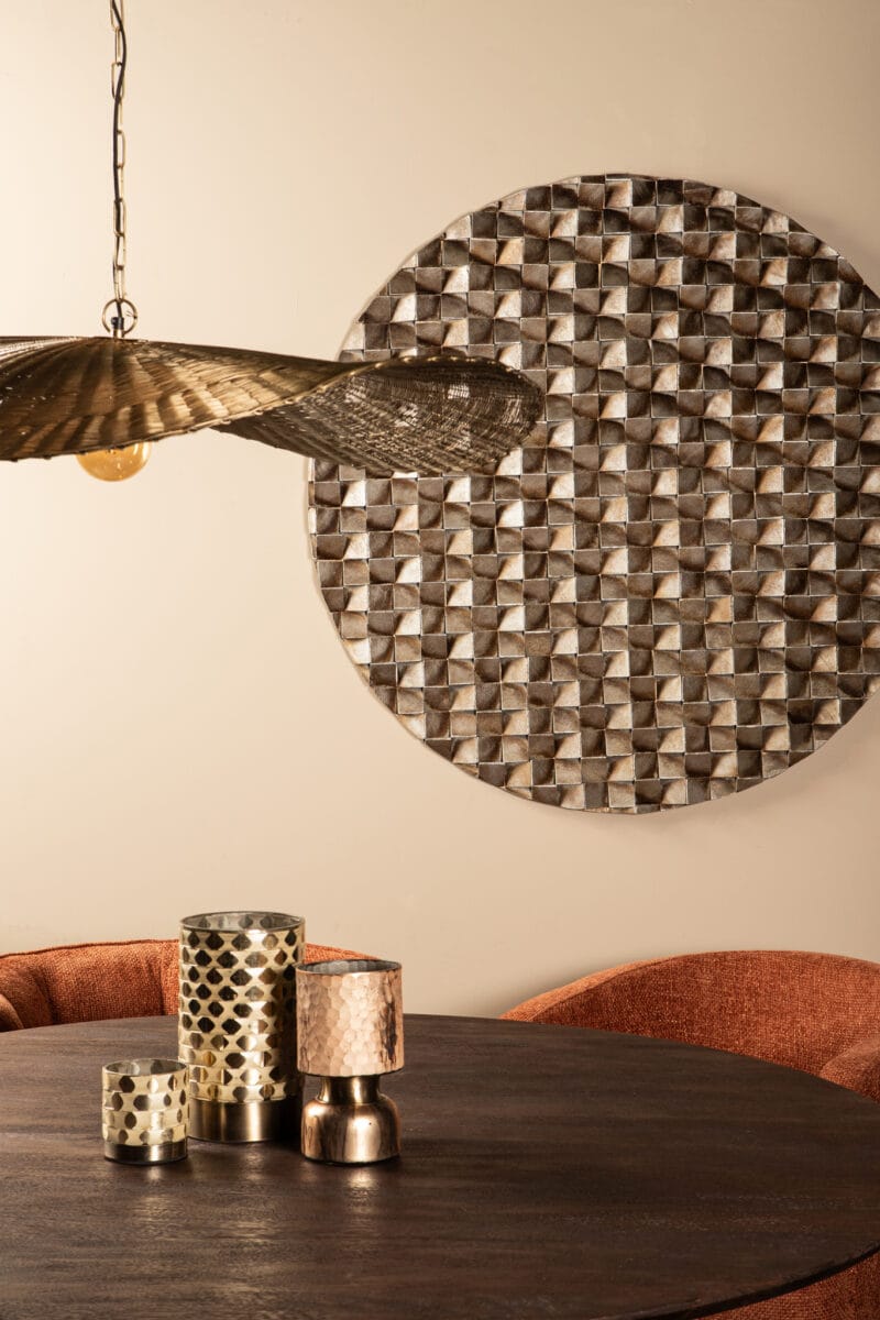 PTMD Zoaya Bronze mdf wood wall panel 3D cubes round S