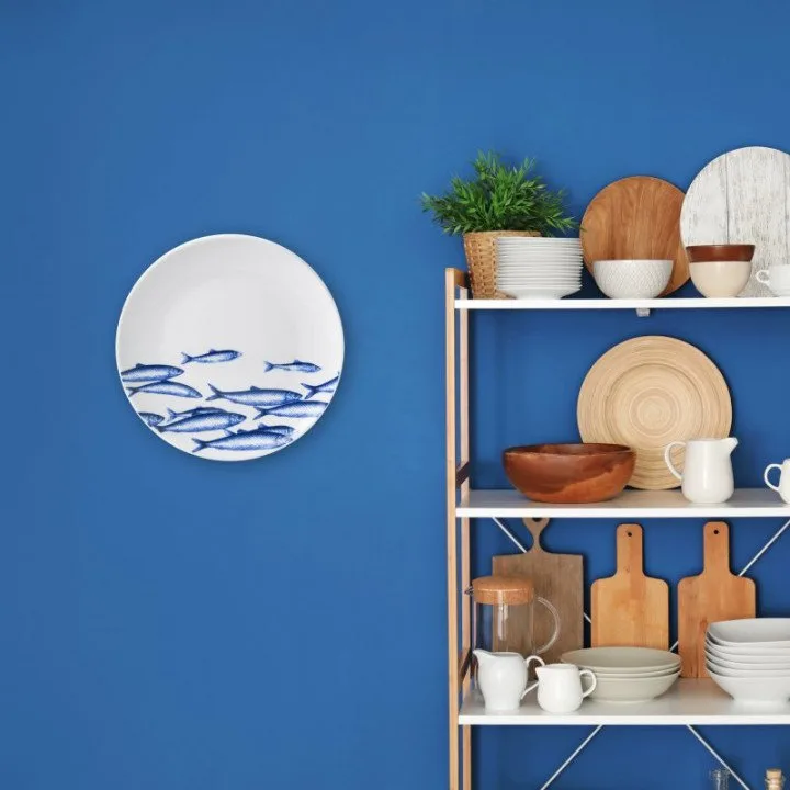 Heinen Delfts blauw Wandbord Haringen - Afbeelding 2