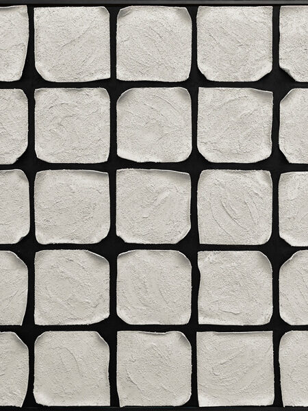 3D wanddecoratie 103x103cm White black olieverf met frame