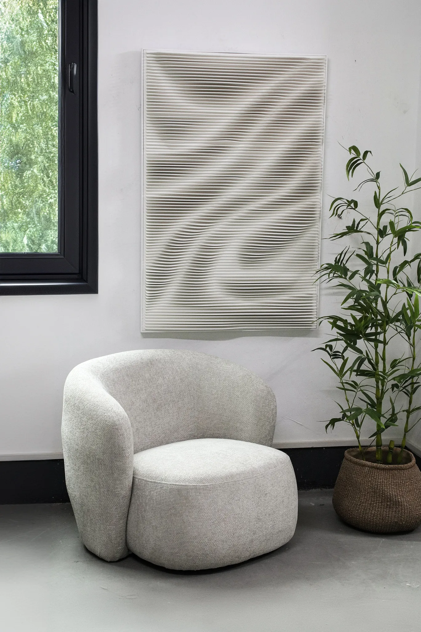 Aleishia White rect mdf wallpanel wavy design