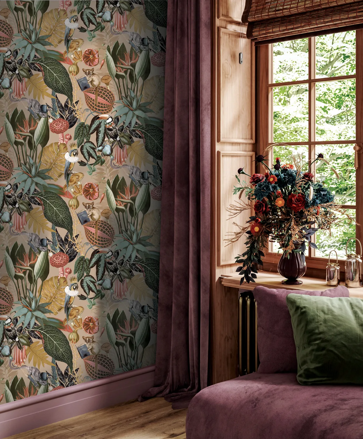 Reverie gold behang op de muur