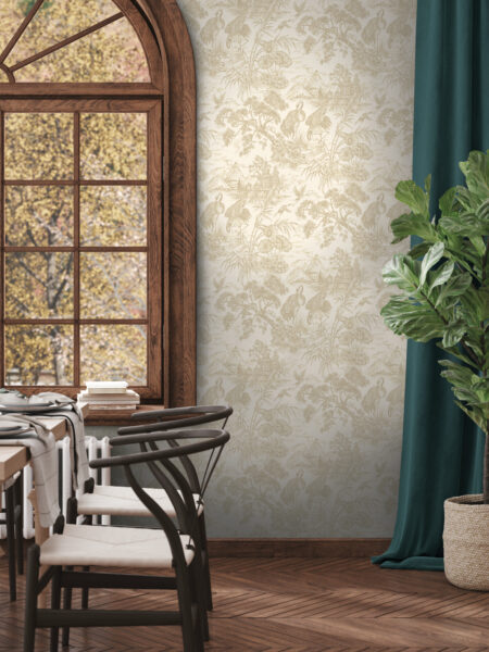 Naturo creme behang op de wand
