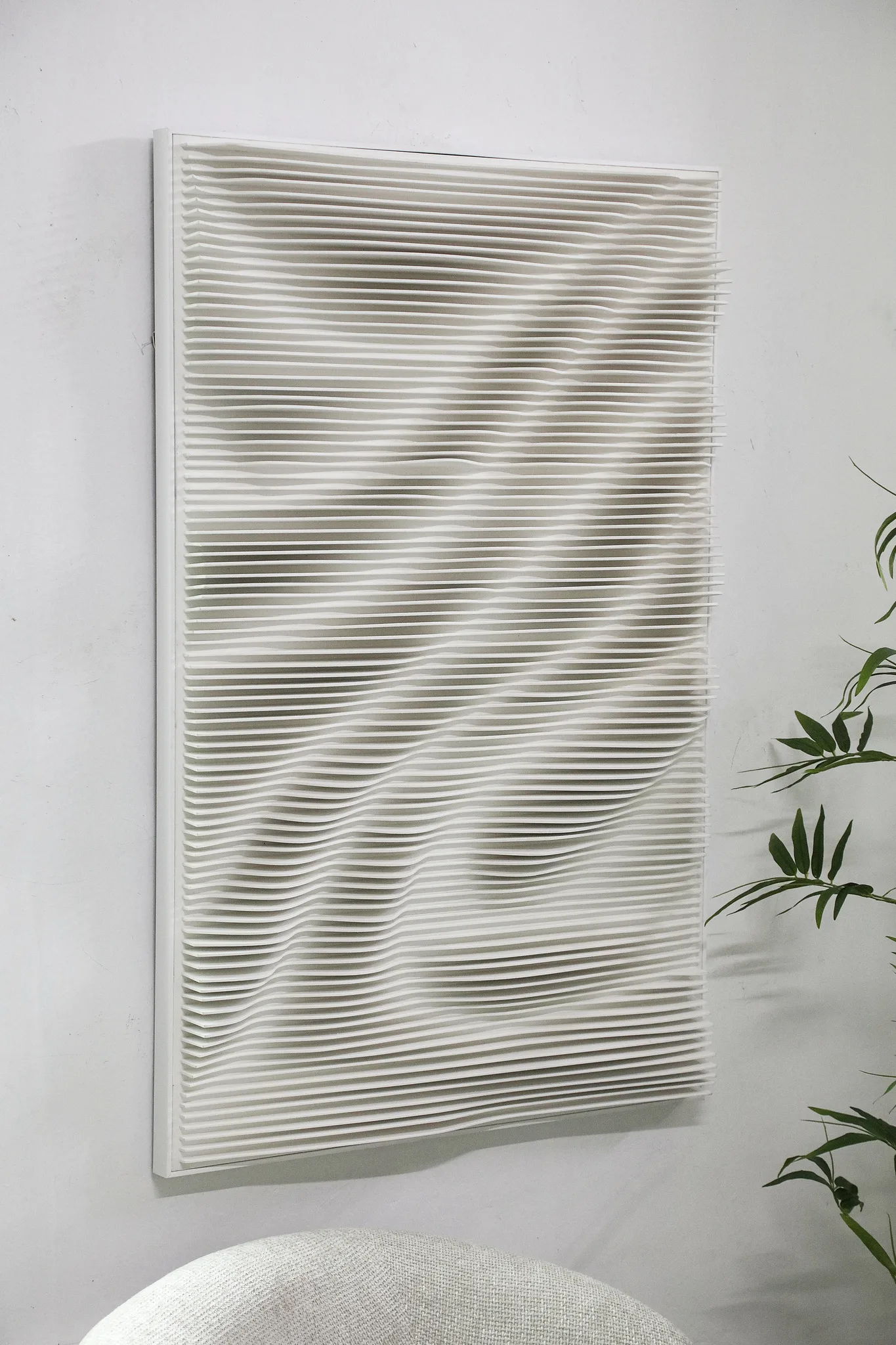 PTMD White Aleishia  rect mdf wallpanel wavy design - Afbeelding 2