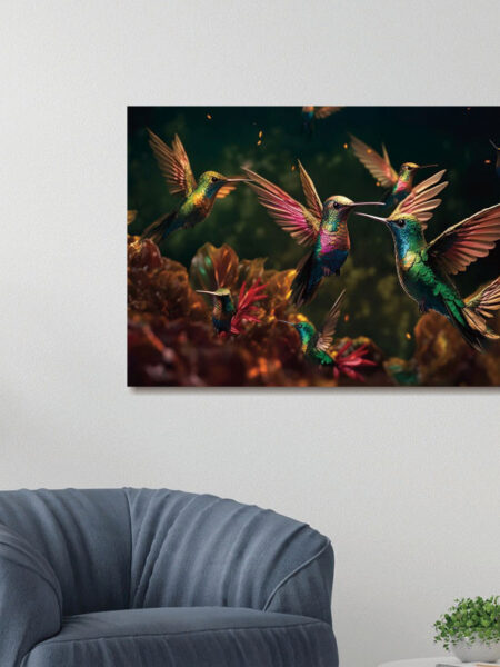 Glasschilderij 120x80cm Gekleurde kolibries