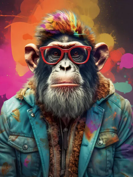 Wandkunst met afbeelding van een coole aap