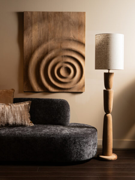 Mattin Natural mango wood circle wall panel rect