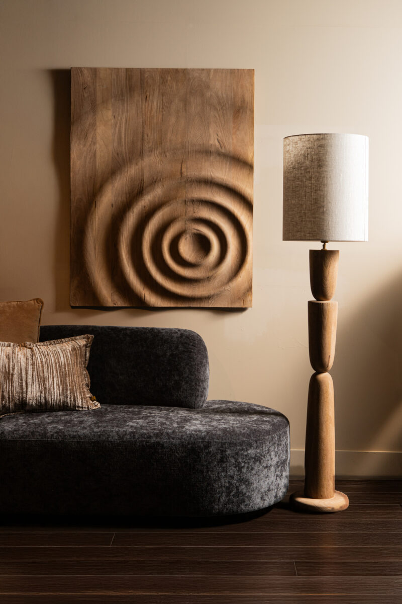 Mattin Natural mango wood circle wall panel rect