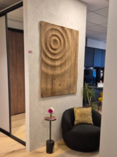 Mattin Natural mango wood circle wall panel rect