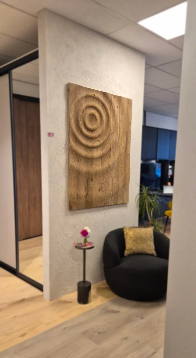 Mattin Natural mango wood circle wall panel rect