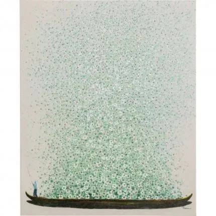 Schilderij Flower Boat beige en groen 80x100cm