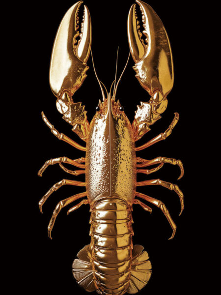 Glasschilderij 80x120cm Gouden kreeft