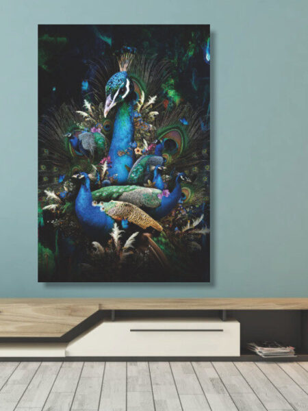 Glasschilderij 80x120cm Pauwen sfeer