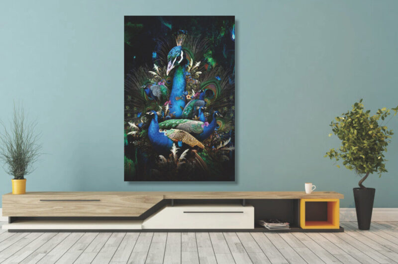 Glasschilderij 80x120cm Pauwen sfeer
