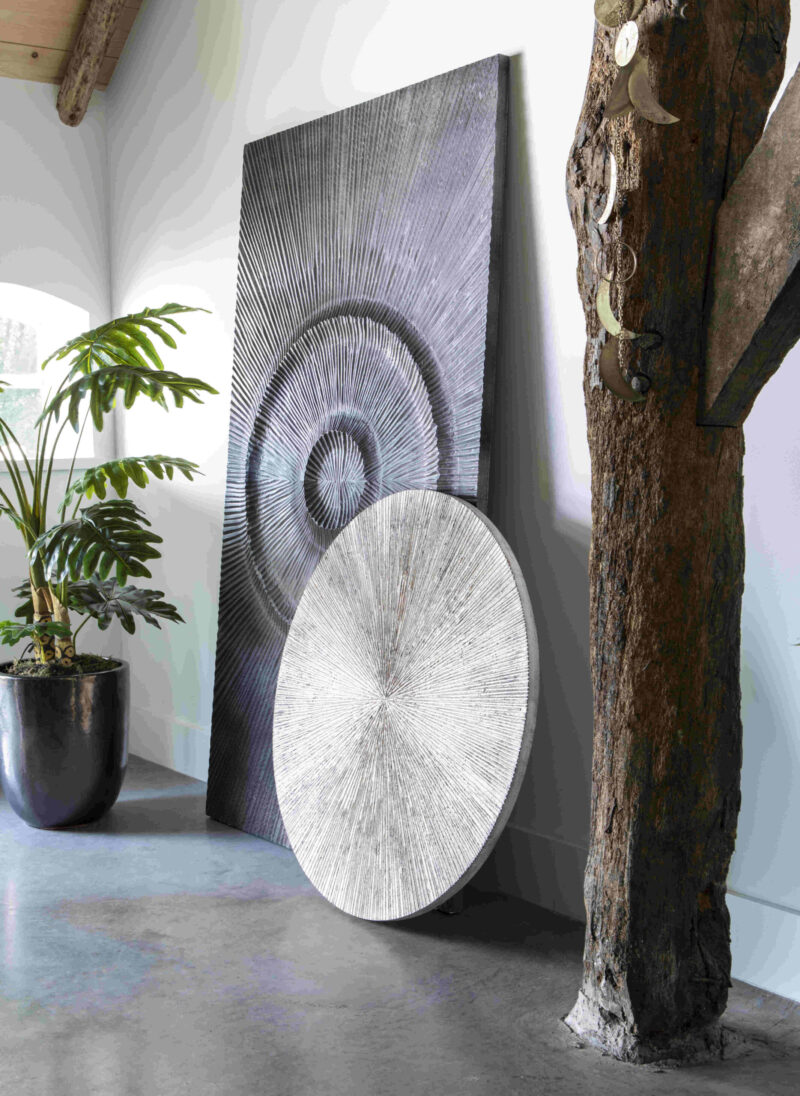 PTMD Wandbord Zapp geribbeld rond wandpaneel wit L - Afbeelding 3