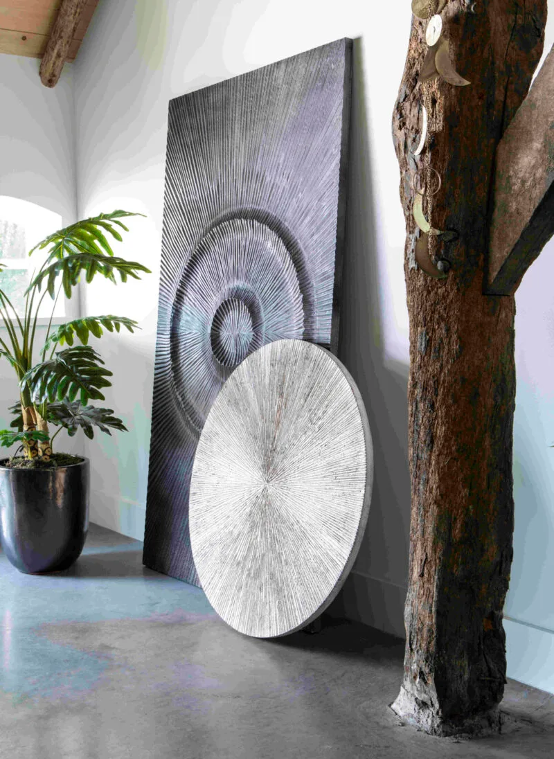 PTMD Wandbord Zapp geribbeld rond wandpaneel wit L - Afbeelding 3