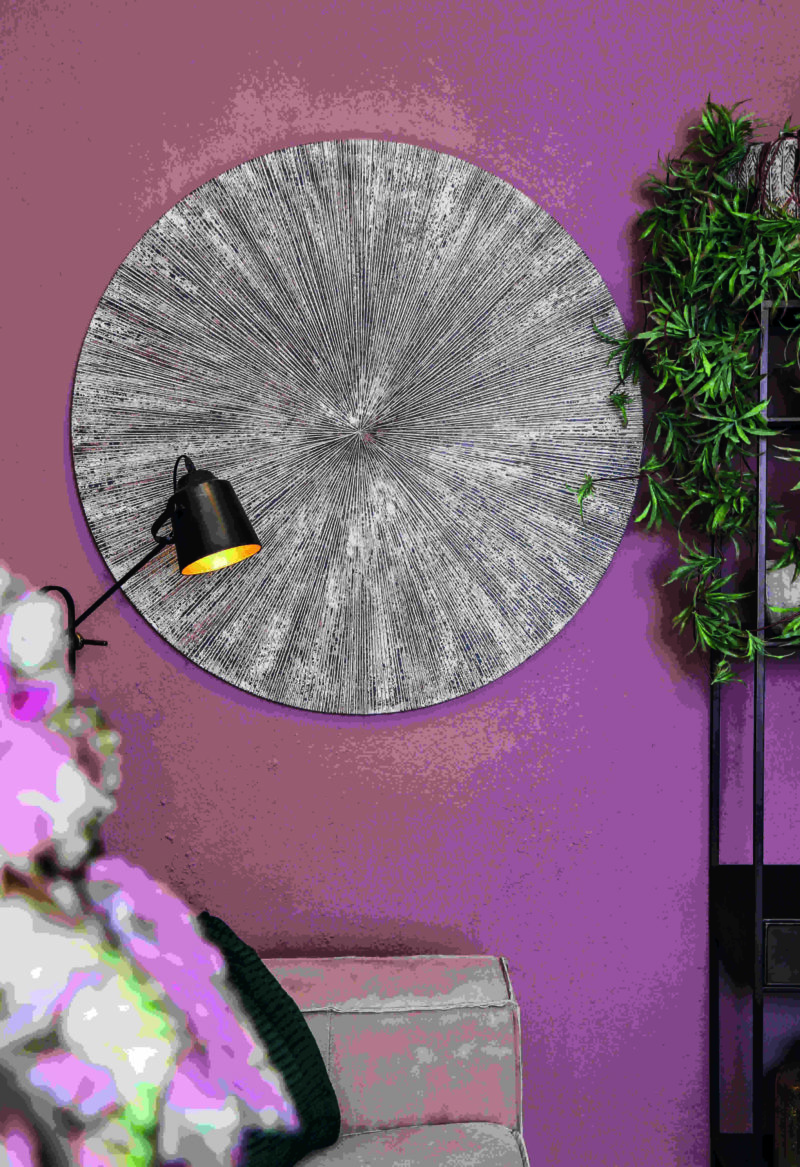 PTMD Wandbord Zapp geribbeld rond wandpaneel wit L - Afbeelding 2