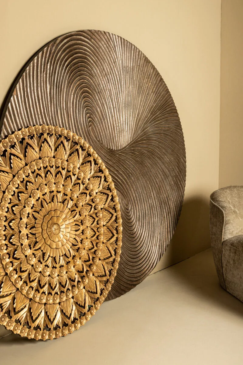 PTMD wandbord Wiktor Brown MDF round swirl carved M