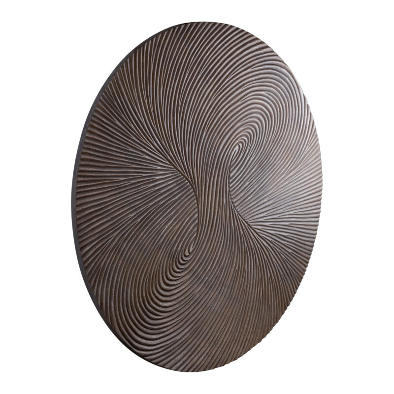 PTMD wandbord Wiktor Brown MDF round swirl carved L - Afbeelding 4