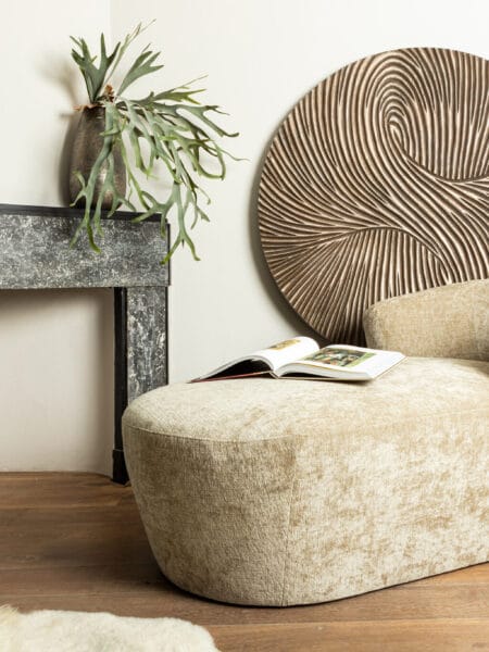 PTMD wandbord Wiktor Brown MDF round swirl carved S 90cm