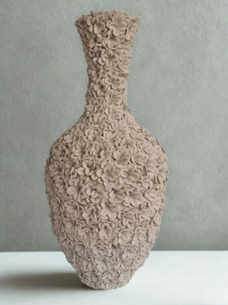 Vaas Olivia bloemen Ø29x60cm zand