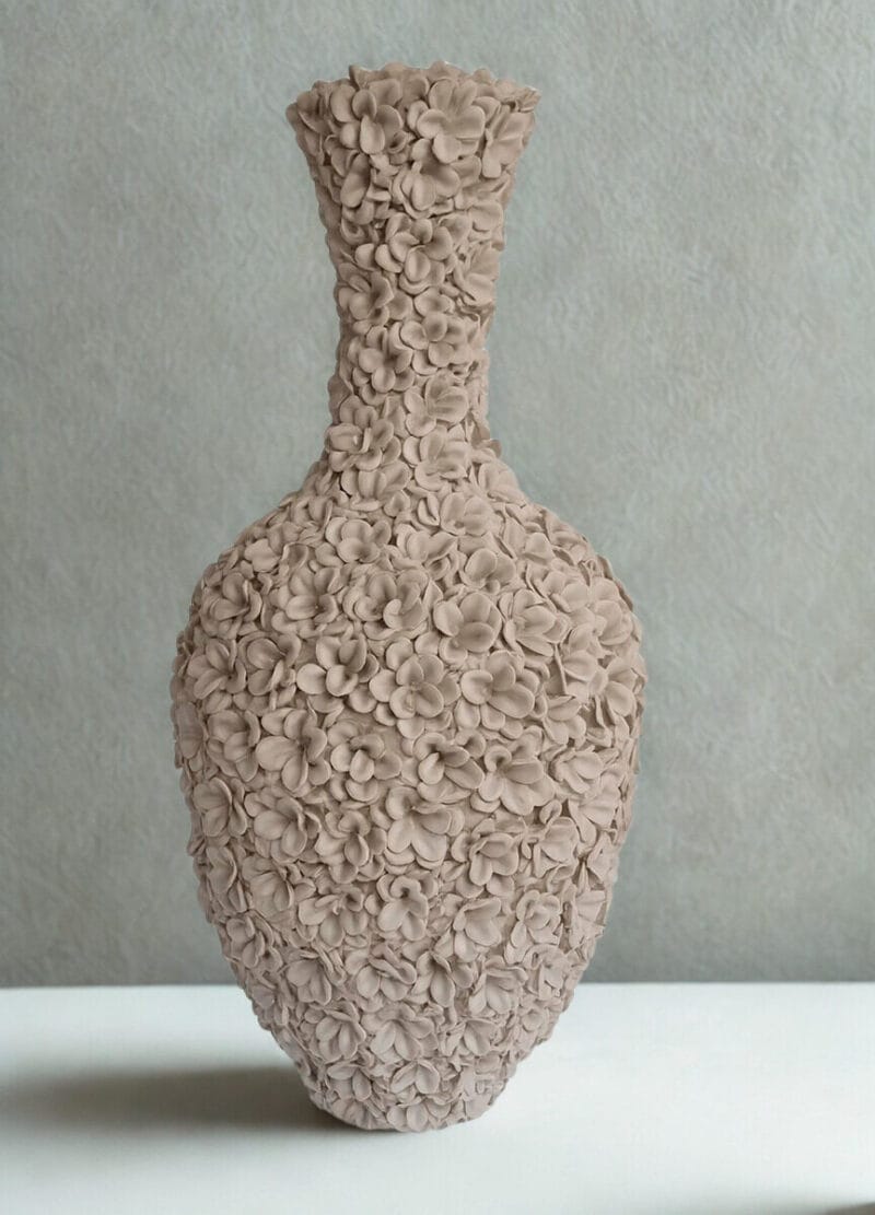 Vaas Olivia bloemen Ø29x60cm zand