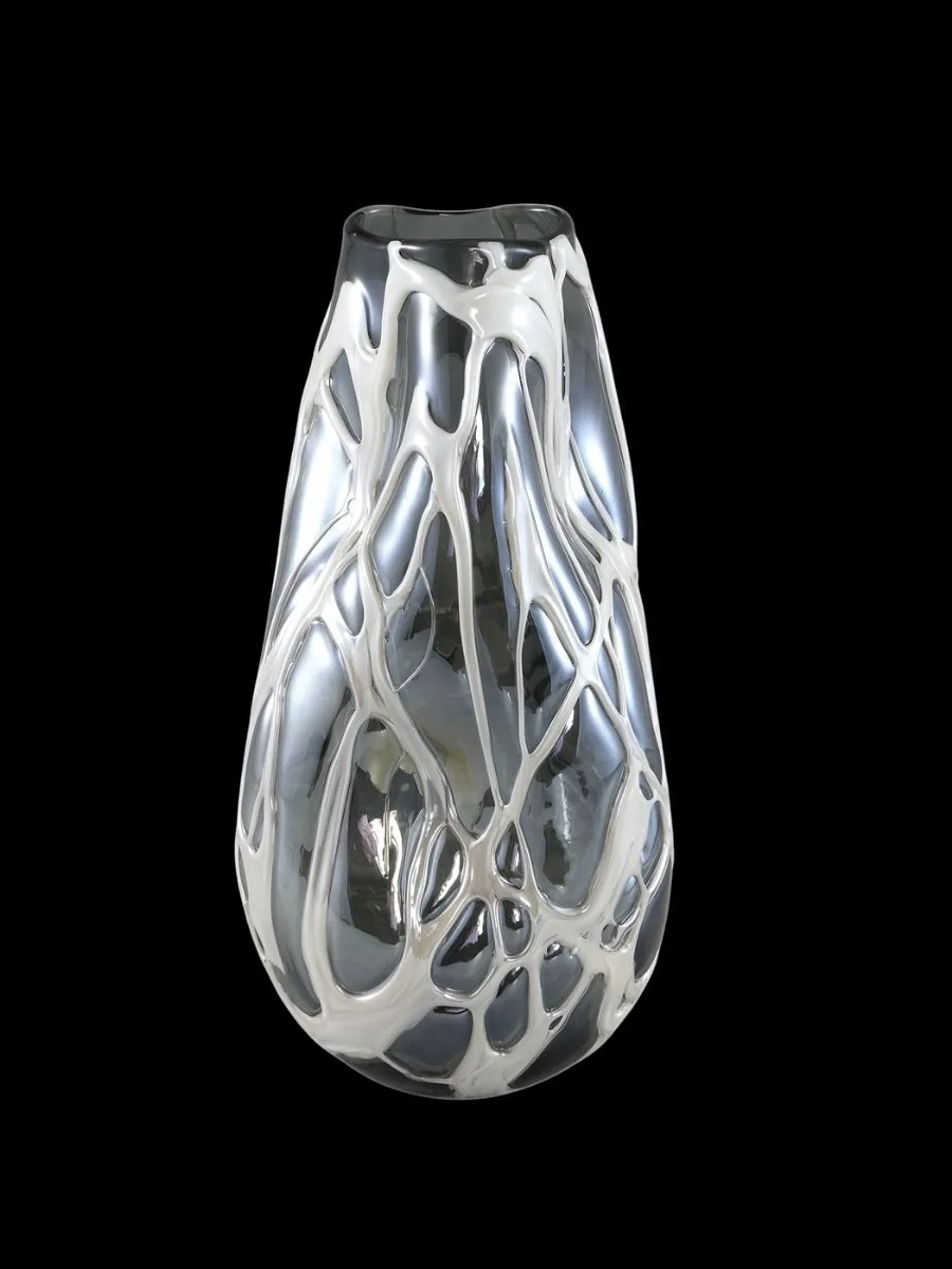 Conck Grey solid glass vaas white 16x16x36 cm