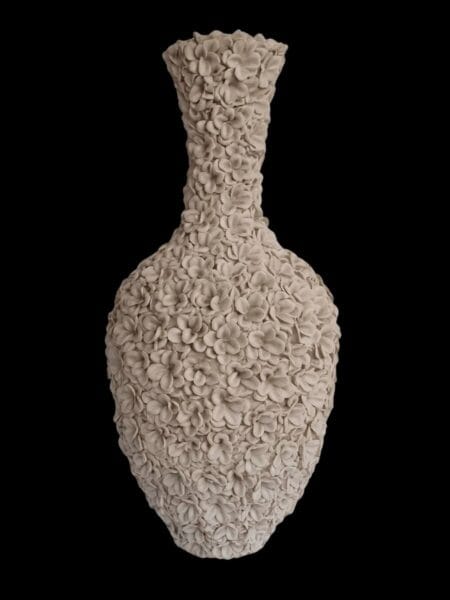 Vaas Olivia bloemen Ø29x60cm zand