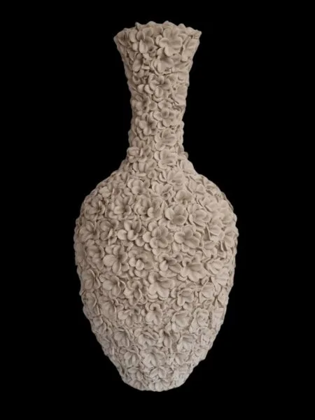 Vaas Olivia bloemen Ø29x60cm zand