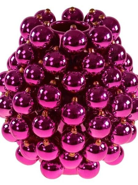 Vaas kerstballen roze