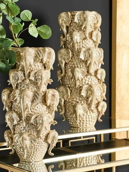 Vaas met olifanten 24x24x49 cm