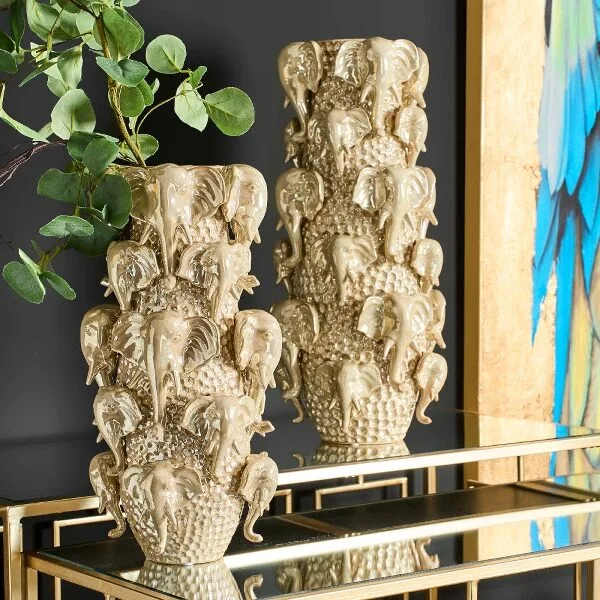 Vaas met olifanten 24x24x49 cm