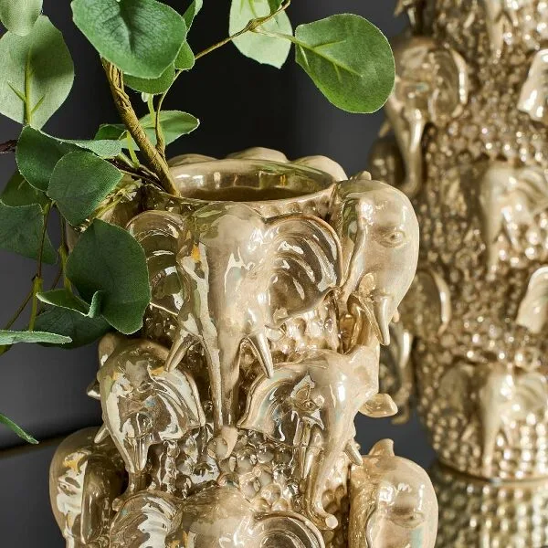 Vaas met olifanten 24x24x49 cm - Afbeelding 3