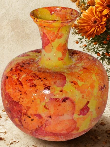 Vaas mosaic geel rood 29x29x34 cm