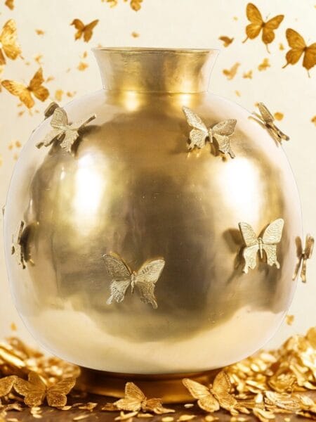 Vaas brons goud vlinders 53x53x51 cm