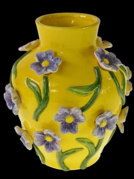 Vaas Geel bloemen 23x23x26cm