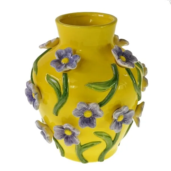 Vaas Geel bloemen 23x23x26cm - Afbeelding 3