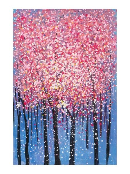 Schilderij Bloesembomen roze blauw 150x100x12 cm