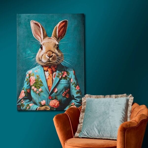 Schilderij Flower Jacket Rabbit 100x70 cm